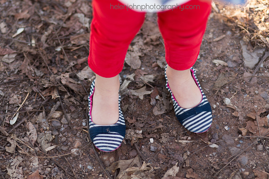 Little girl's striped shoes