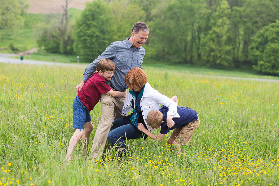 two sons making mom fall over