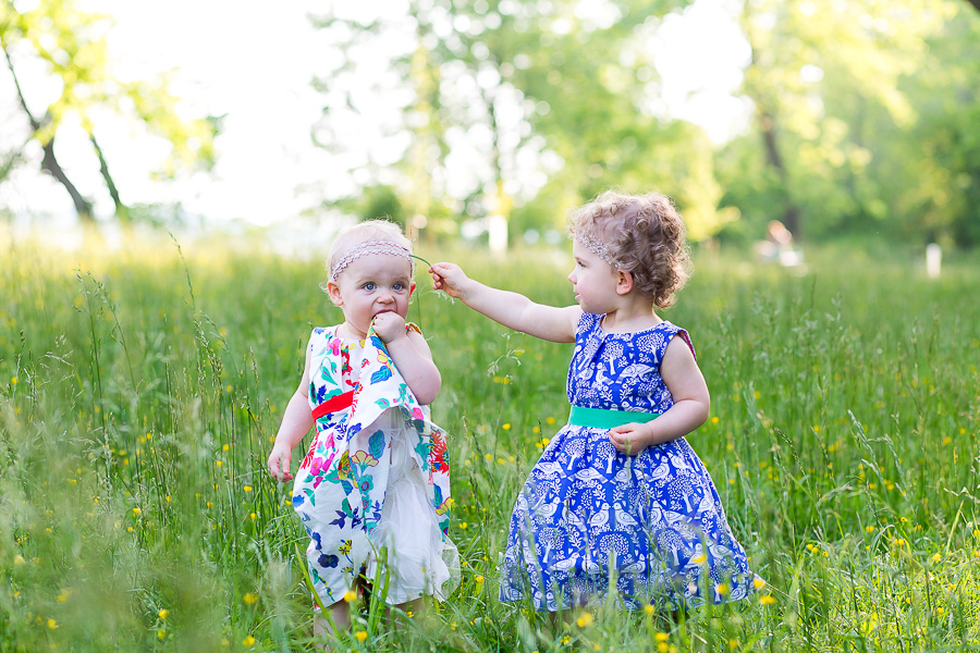 twin sisters eating dress