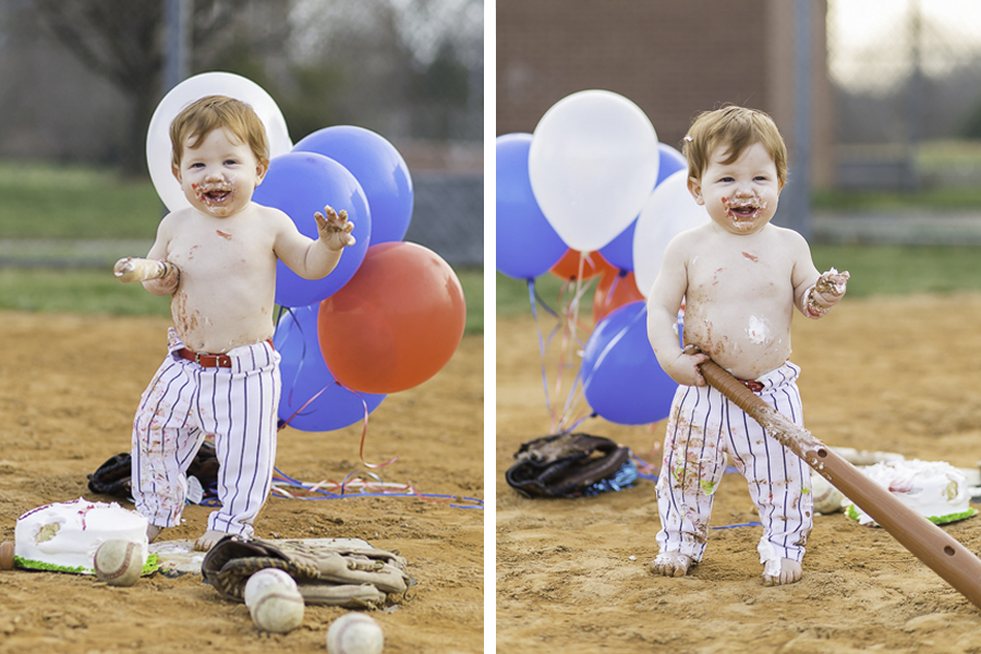 baseball themed 1st birthday cake smash