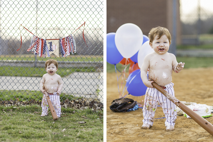 baseball theme cake smash session