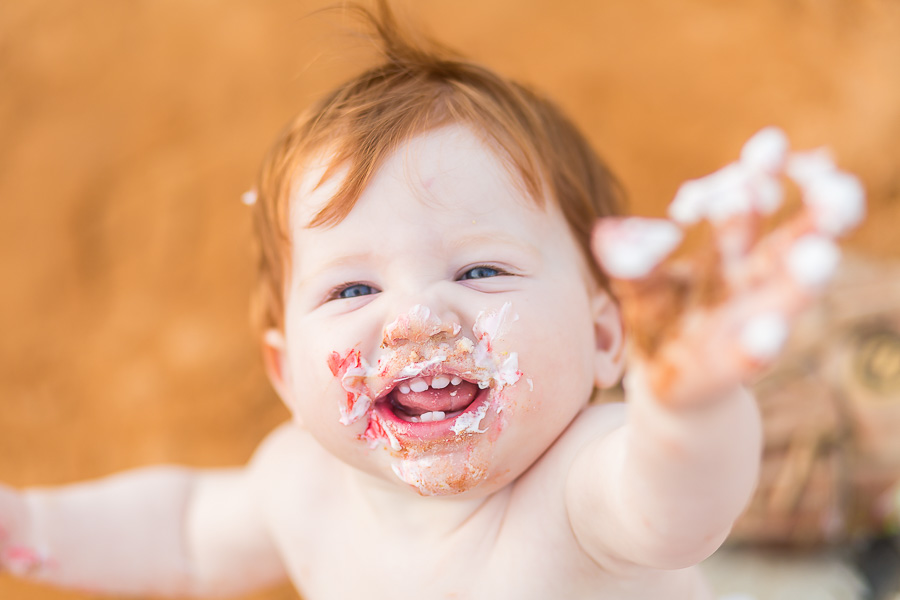 messy face baby laughing