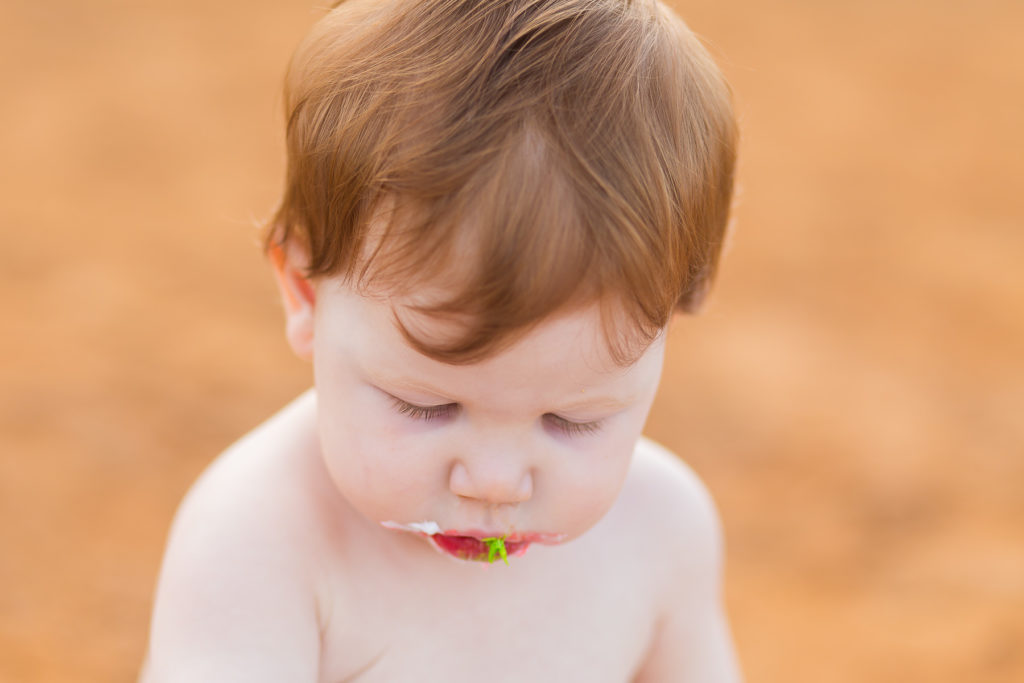 close up of messy baby face