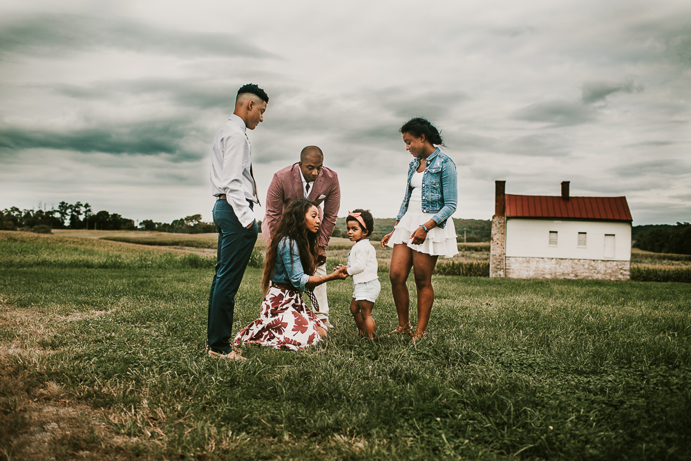 family of five with toddler
