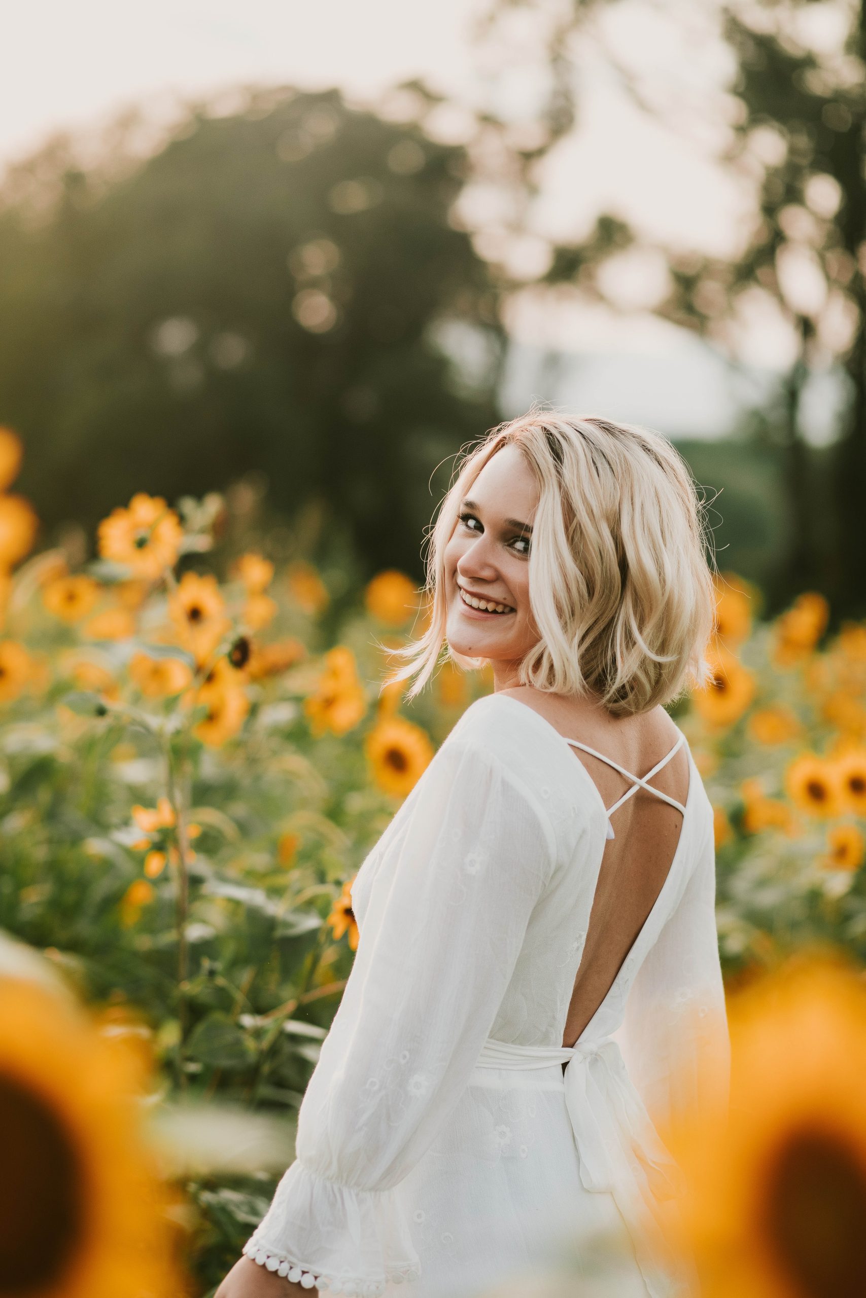 high school senior session sunflowers