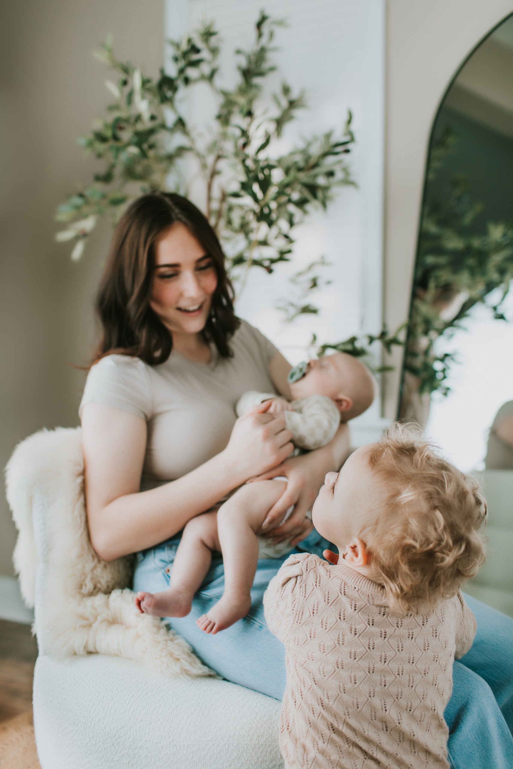 mother with toddler and newborn