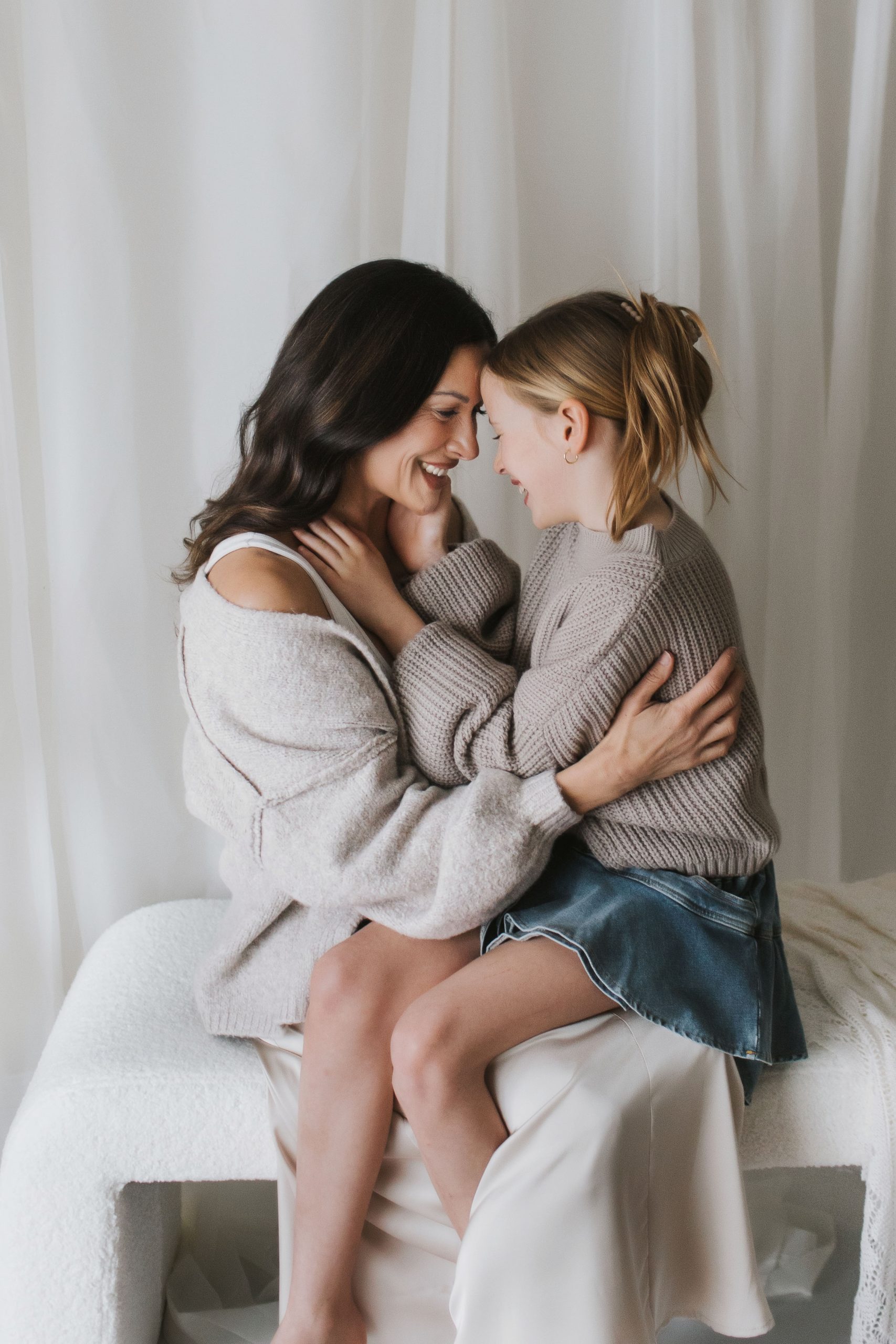 mother daughter looking at each other
