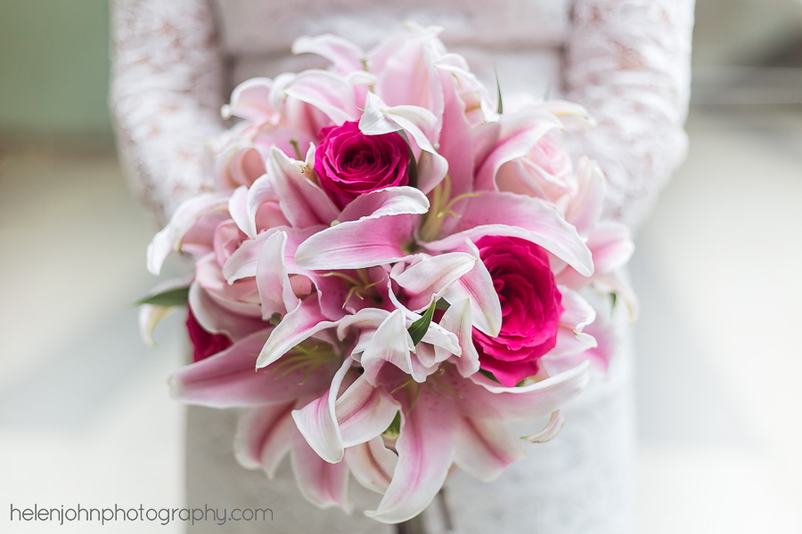 Bride's pink floral bouquet