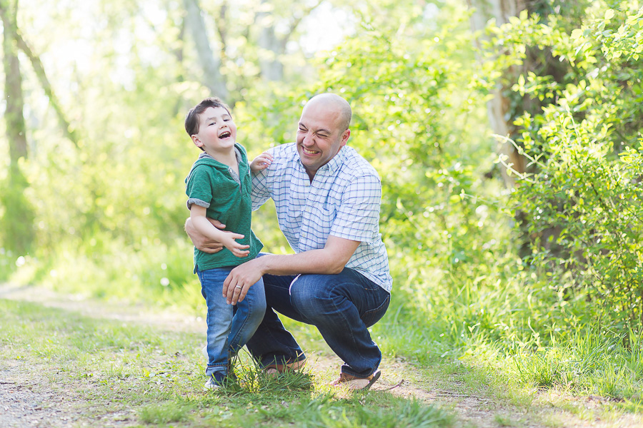 4 year old boy laughing with dad
