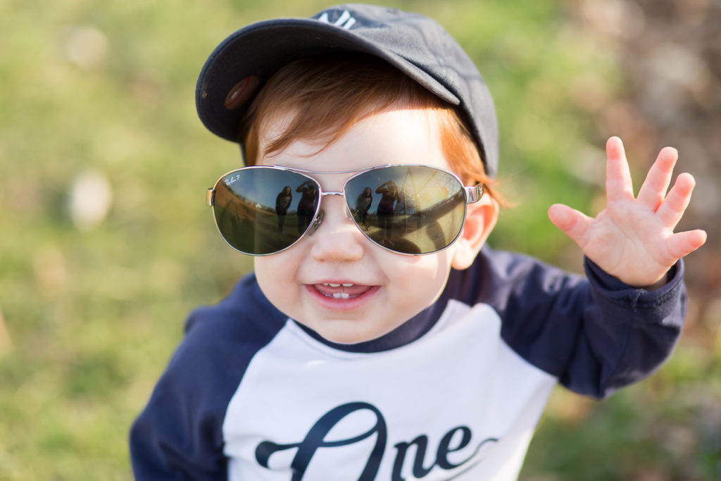 one year old in aviators