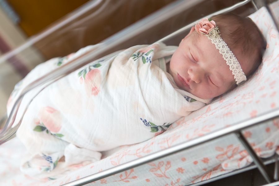maryland newborn baby sleeping in bassinet at hospital