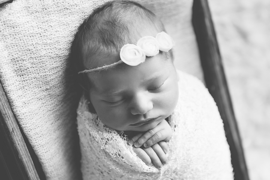 cute baby with white floral headband